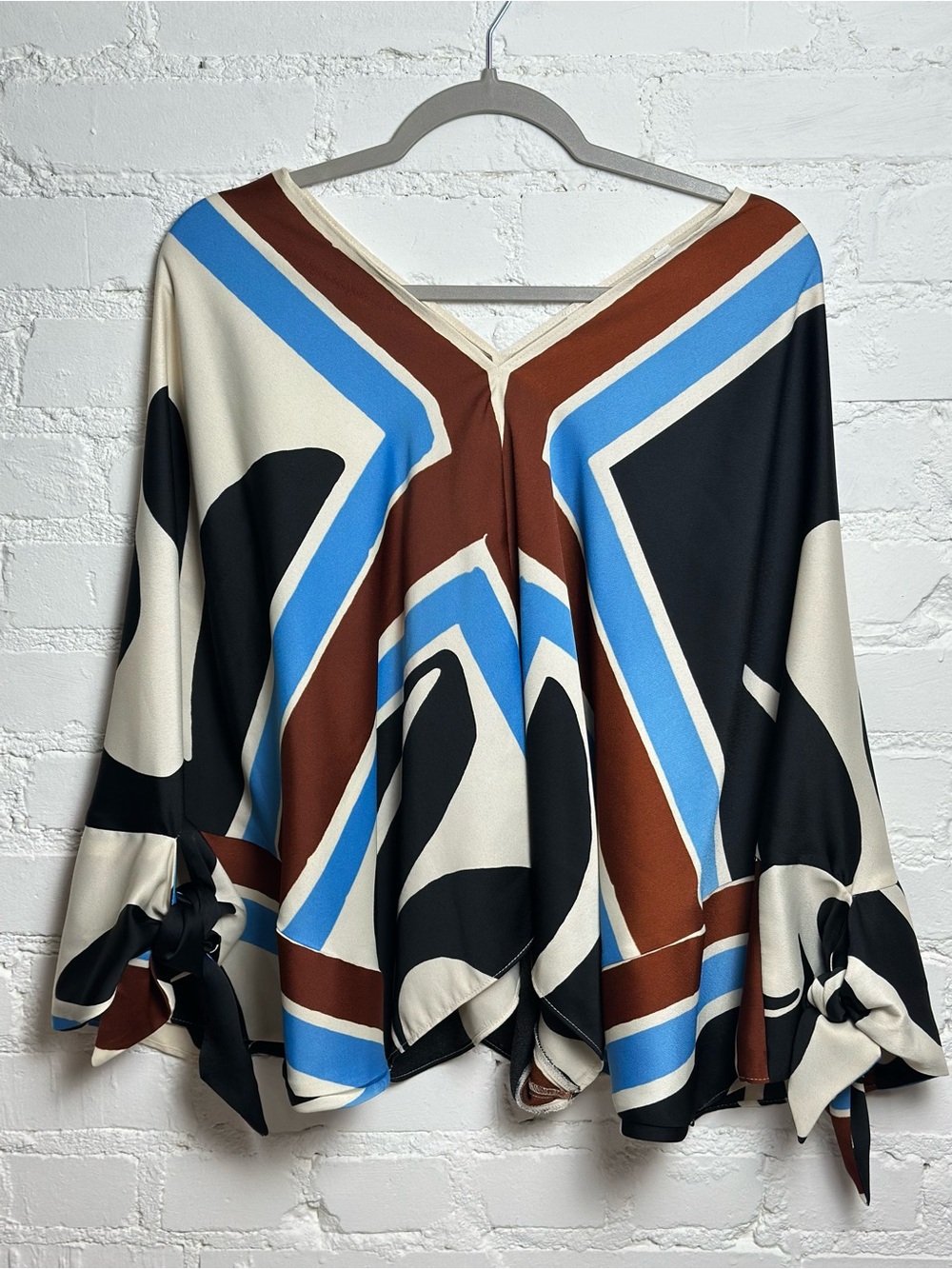 ZARA NEW WOMAN PRINTED BLOUSE WITH TIES ECRU m 7807/026 - Picture 6 of 6